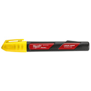 Yellow and black Milwaukee INKZALL paint marker with red accents and liquid paint tip.