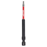 Milwaukee Shockwave T10 impact bit with red shaft and black grip, 3-1/2 inch length.