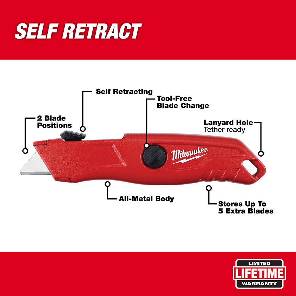 Milwaukee 48-22-1512 Self Retracting Utility Knife - 2 pack