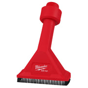 Red Milwaukee AIR-TIP utility nozzle with black bristle brush at base and rounded head attachment.