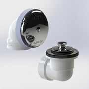 Watco Series 601 Push Pull Bath Waste Half Kit for Tubs up to 16" - Schedule 40 ABS Elbows, Overflow, and Stopper in Biscuit - 601-PP-ABS-BS