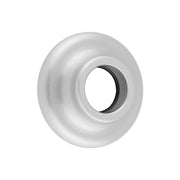 Satin gold traditional escutcheon with concentric circular rings and center hole opening.