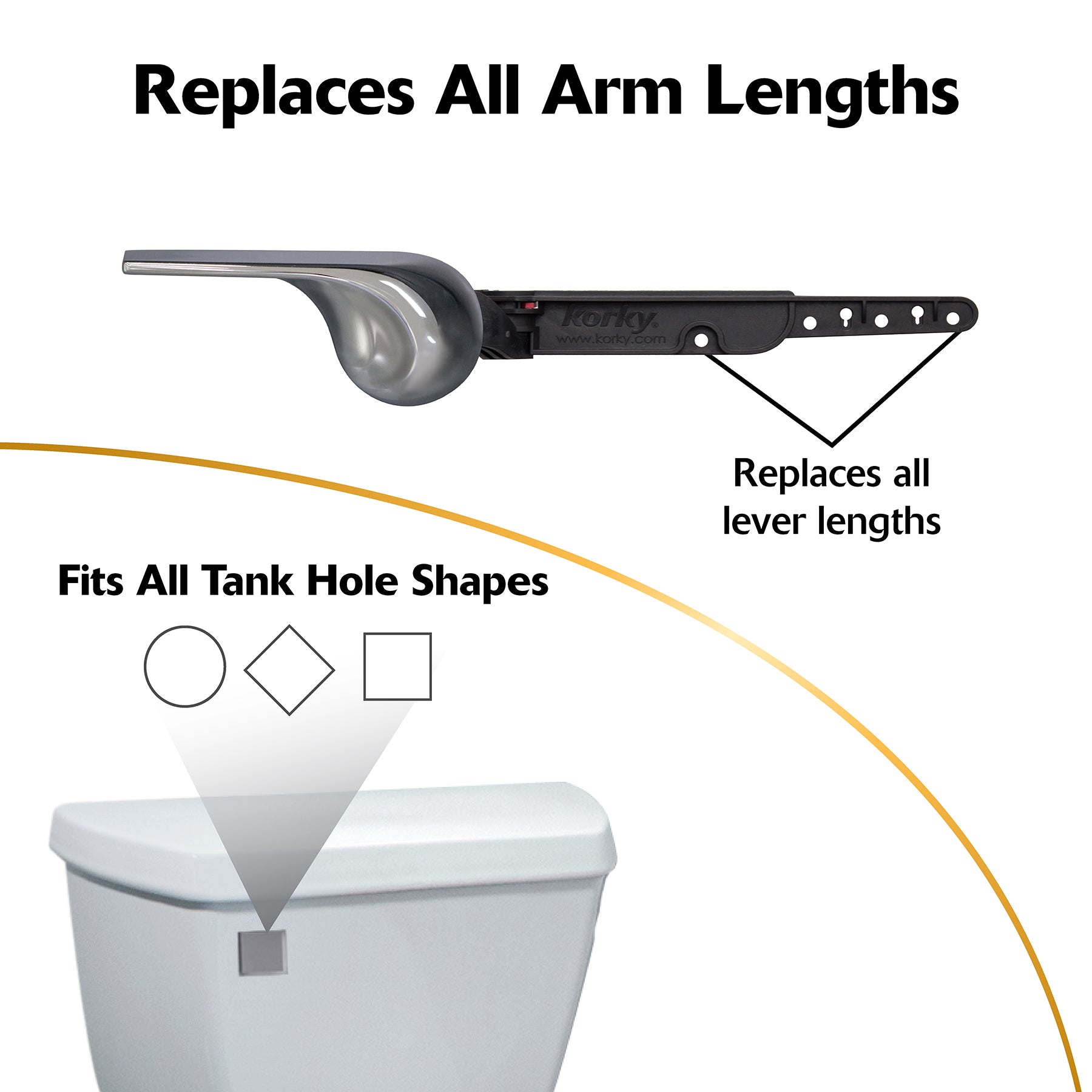 Korky StrongARM Toilet Handle and Wave Style Lever in Chrome - 6052BP