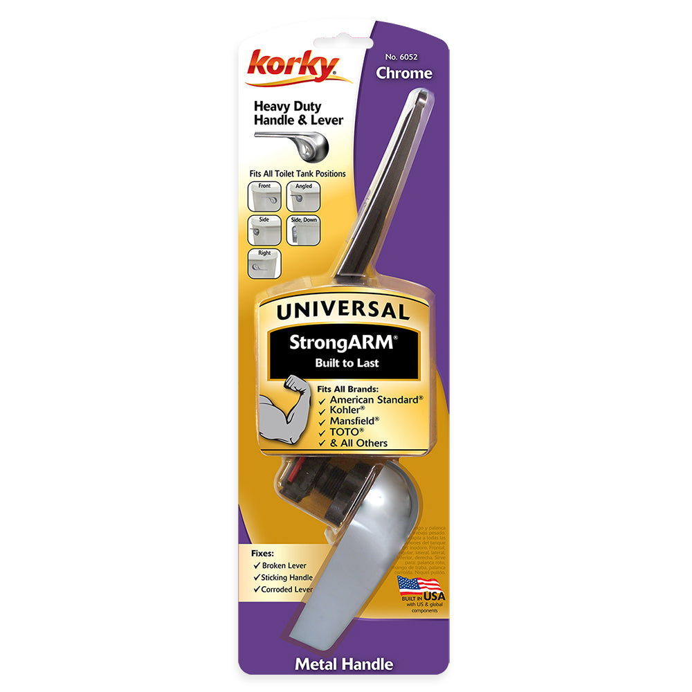 Korky StrongARM Toilet Handle and Wave Style Lever in Chrome - 6052BP