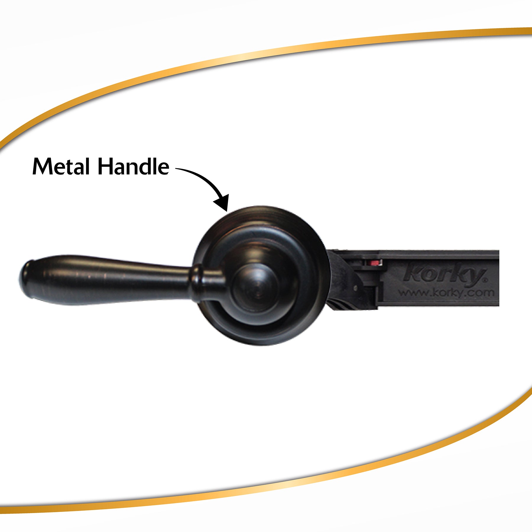 Oil rubbed bronze toilet handle lever with curved metal arm and round mounting base.