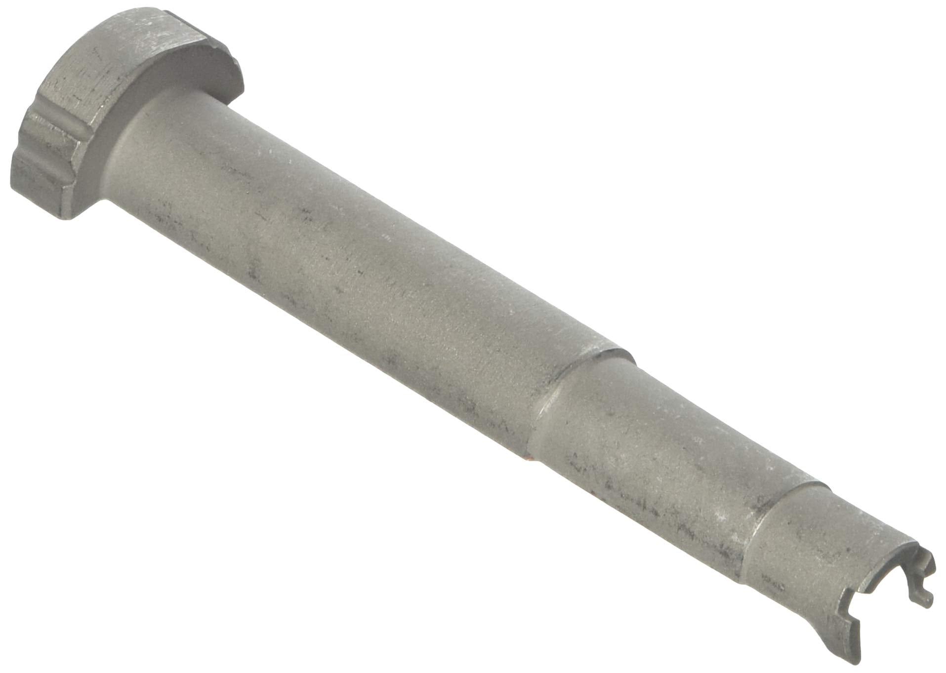 Chrome disassembling key with knurled grip end and forked prong tip for Grohe plumbing fixtures.