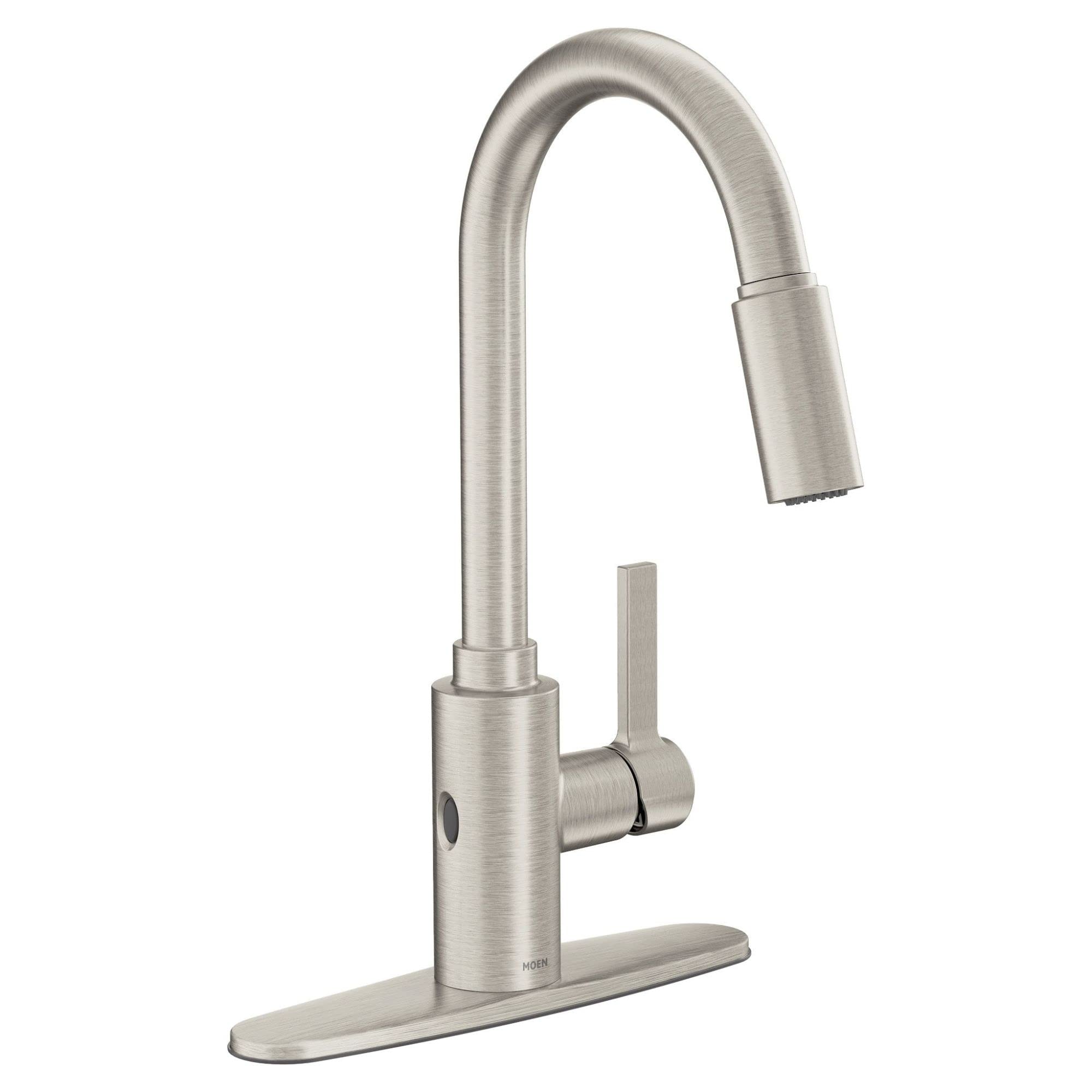 Moen Genta LX Motionsense Wave Sensor Touchless Spot Resist Stainless One Handle High Arc Pulldown Modern Kitchen Faucet Featuring Power Clean in Spot Resist Stainless - 7882EWSRS