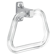 Chrome wall-mount towel ring with square mounting bracket and clear acrylic ring.