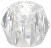 Clear faceted acrylic knob handle with geometric cut pattern and center opening for Roman tub faucet installation.