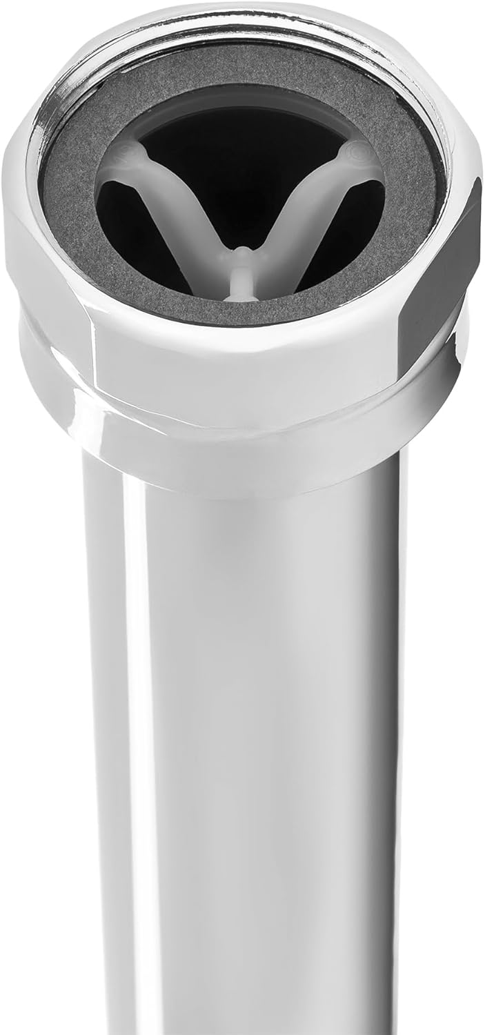 White cylindrical vacuum breaker assembly with internal gray chamber and valve mechanism visible at top opening.