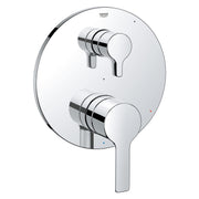 Grohe Lineare chrome pressure balance valve trim with two round handles and circular escutcheon plate.