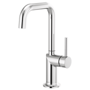 Chrome bar faucet with tall squared spout and single cylindrical handle on right side.