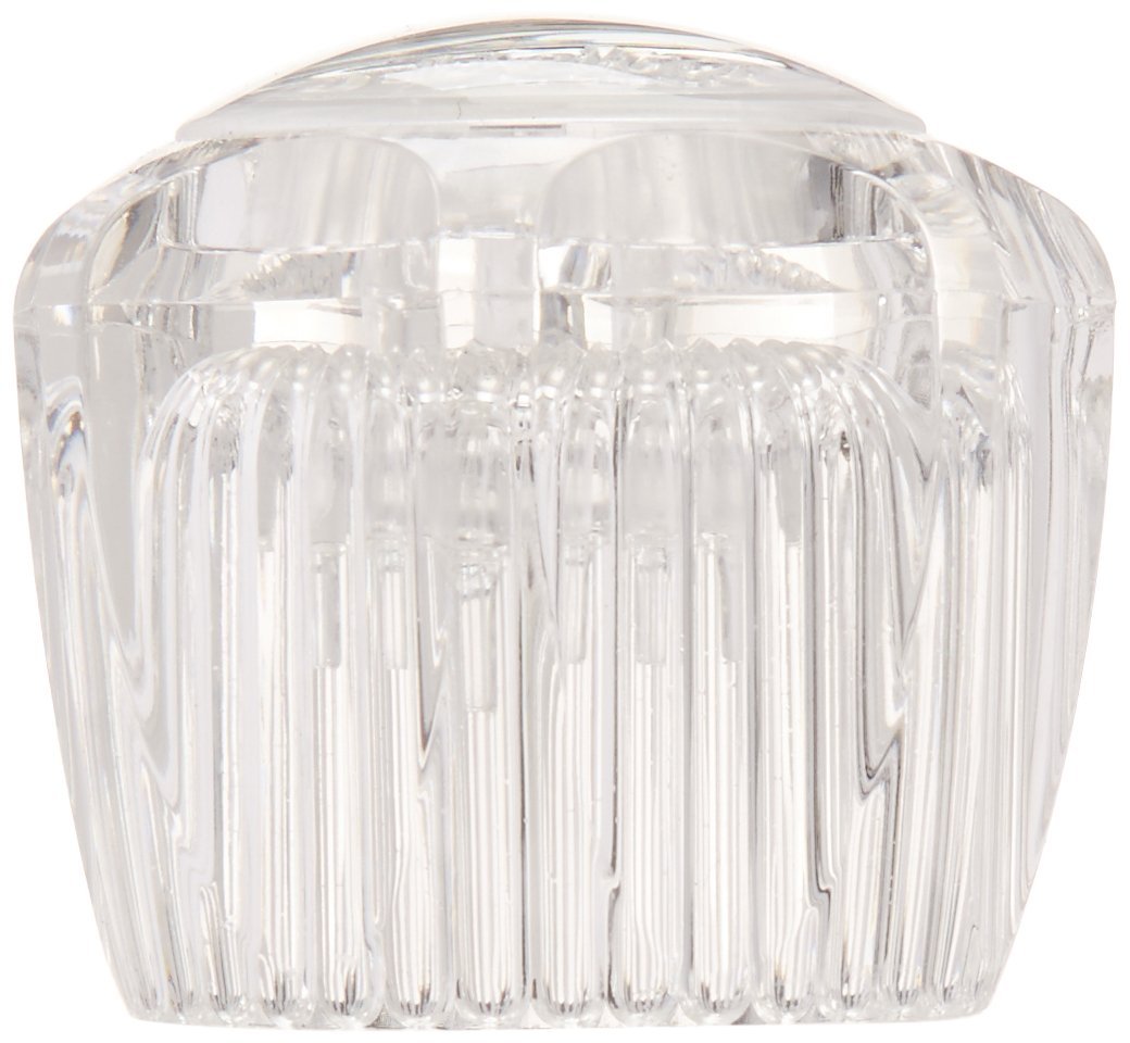Clear glass knob handle with vertical ribbed texture and rounded dome top.