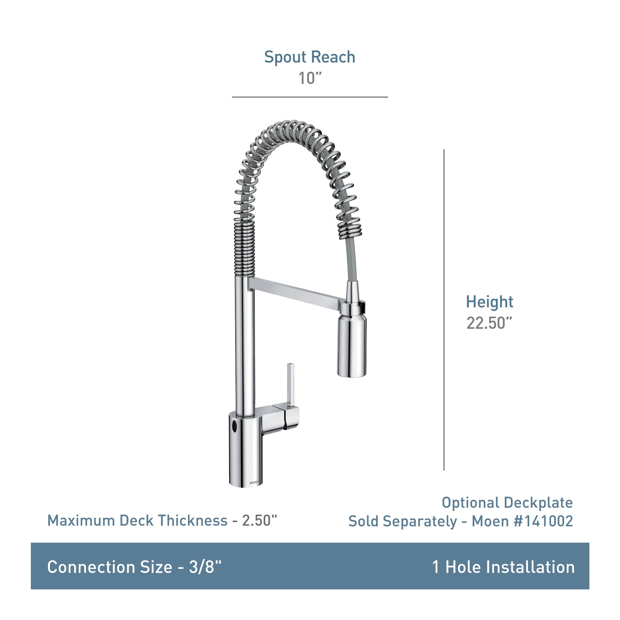 Moen Spot Resist Stainless Motionsense Wave Sensor Touchless One Handle High Arc Spring Pulldown Kitchen Faucet with Sprayer in Spot Resist Stainless - 5923EWSRS