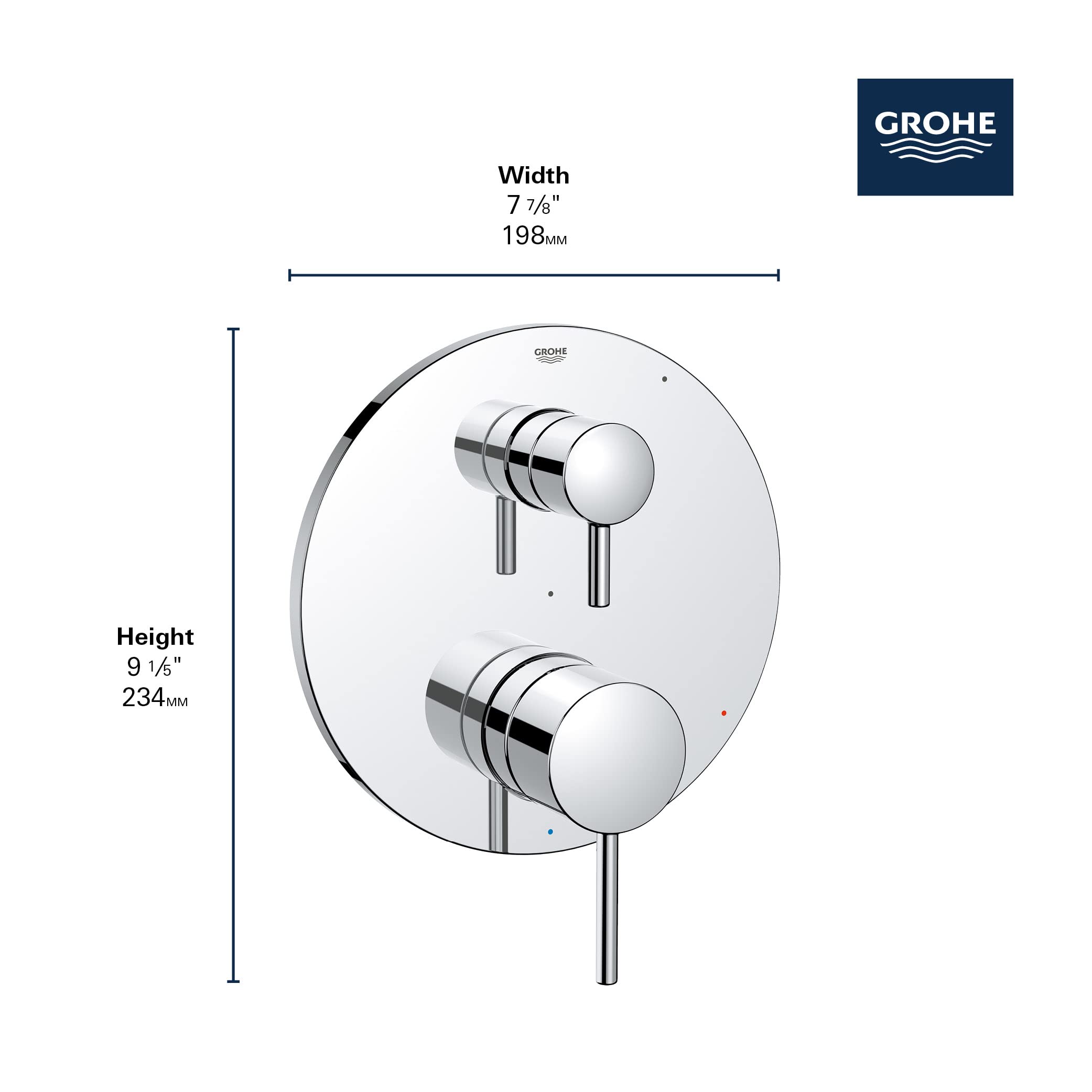 Grohe Timeless 294232430 TIMELESS PRESSURE BALANCE VALVE TRIM WITH 2-WAY DIVERTER WITH CARTRIDGE in Matte Black