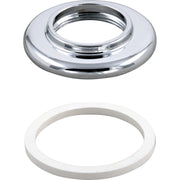 Chrome handle base with white rubber gasket ring shown separately.