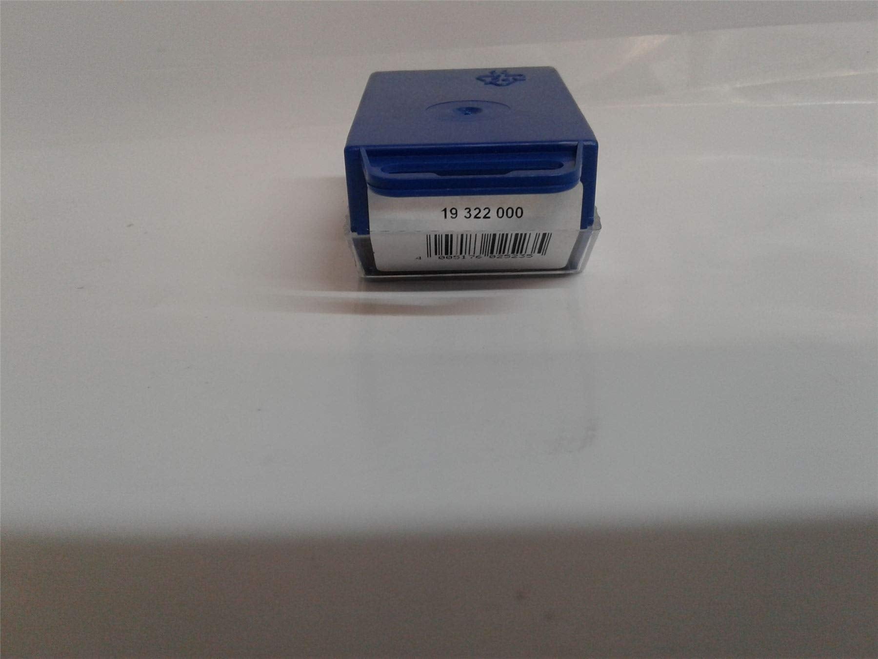 Blue and white Grohe repair parts box labeled 19 322 000 with barcode on white surface.