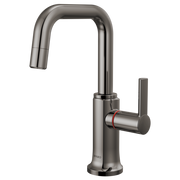 Black matte finish instant hot water faucet with squared spout and single lever handle.