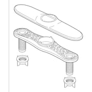 Elongated escutcheon plates with circular openings, threaded posts, and matching nuts shown in exploded view diagram.