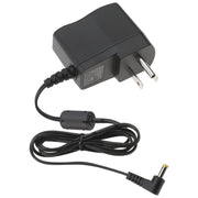 Black Delta AC power supply with wall plug prongs, cord, and barrel connector jack.