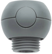 Chrome quick coupling connector with threaded male end and central release button.