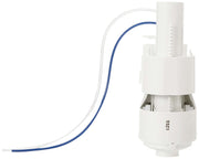 Grohe pneumatic outlet valve with white plastic body, blue and clear tubing connectors, and chrome internal components.