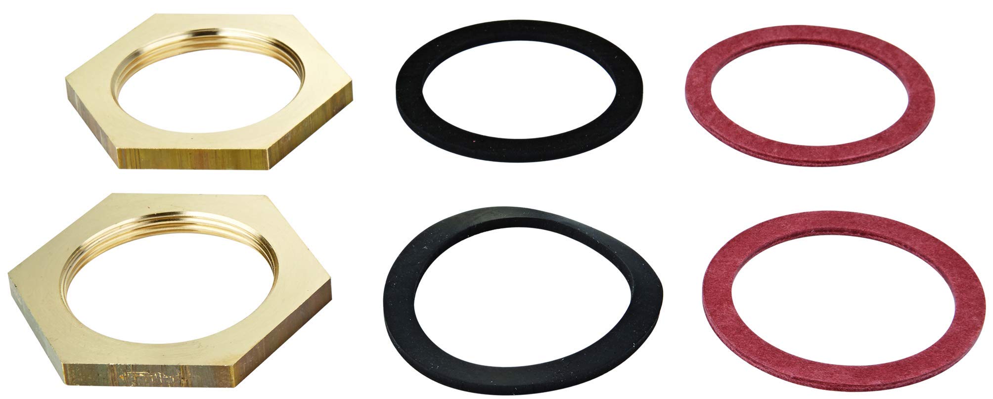 Chrome hexagonal fastener with black and red rubber seals included.