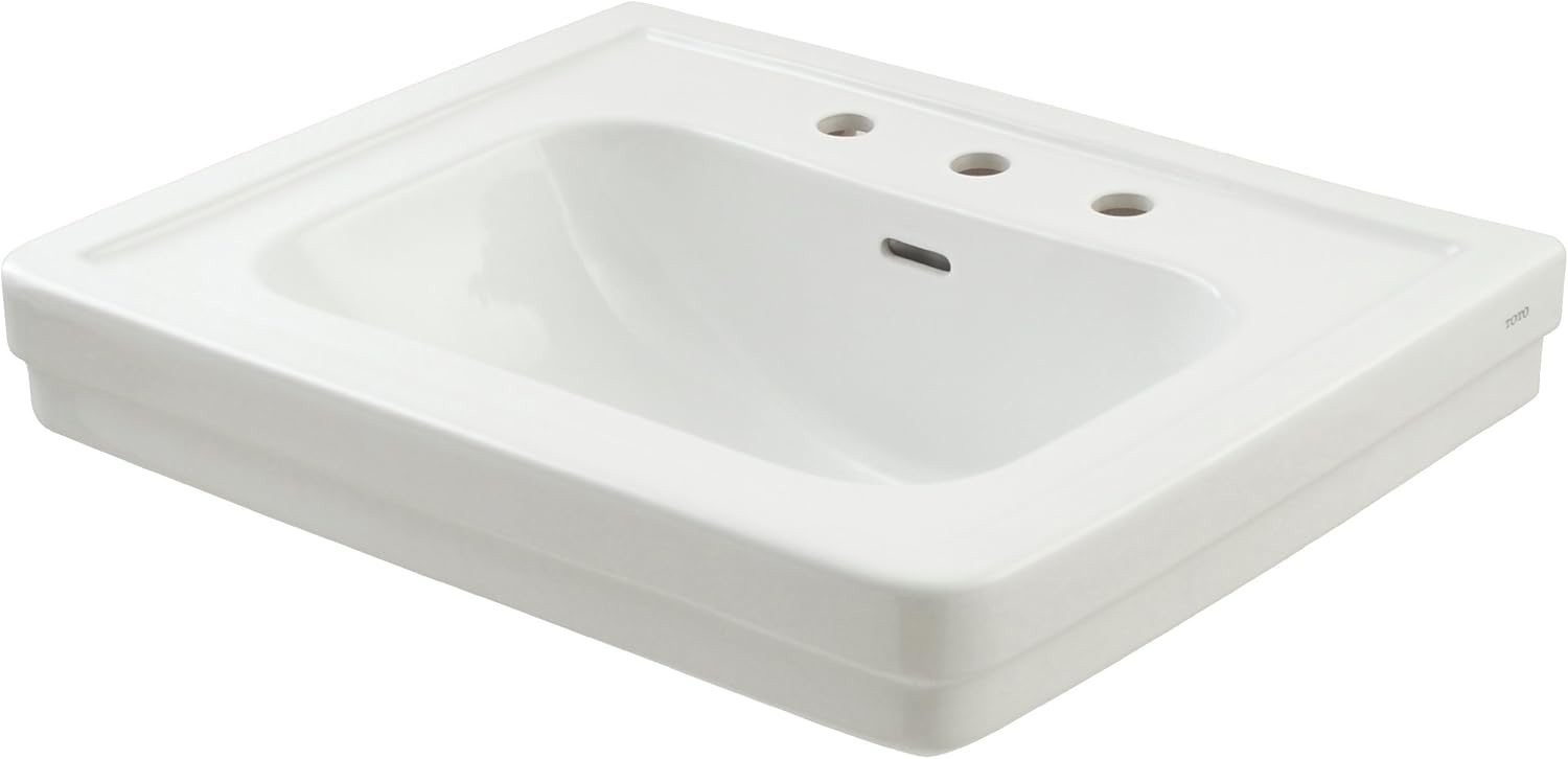 Toto LT530.8#01 Promenade 27-1/2" x 22-1/4" Rectangular Pedestal Bathroom Sink for 8 inch Center Faucets, Cotton White - Less Pedestal