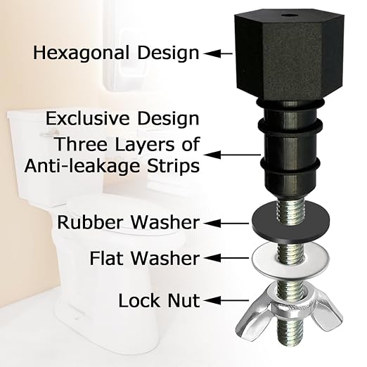 Mansfield 2" Tank to Bowl Bolt Kit Replacement for Mansfield Toilet Repair Kit Inside Tank, Includes Gasket, Bolts and Essential Parts in Black - 630-0204