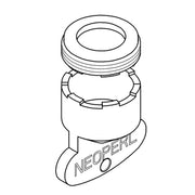 Chrome flow straightener aerator component with threaded ring and cylindrical body assembly.