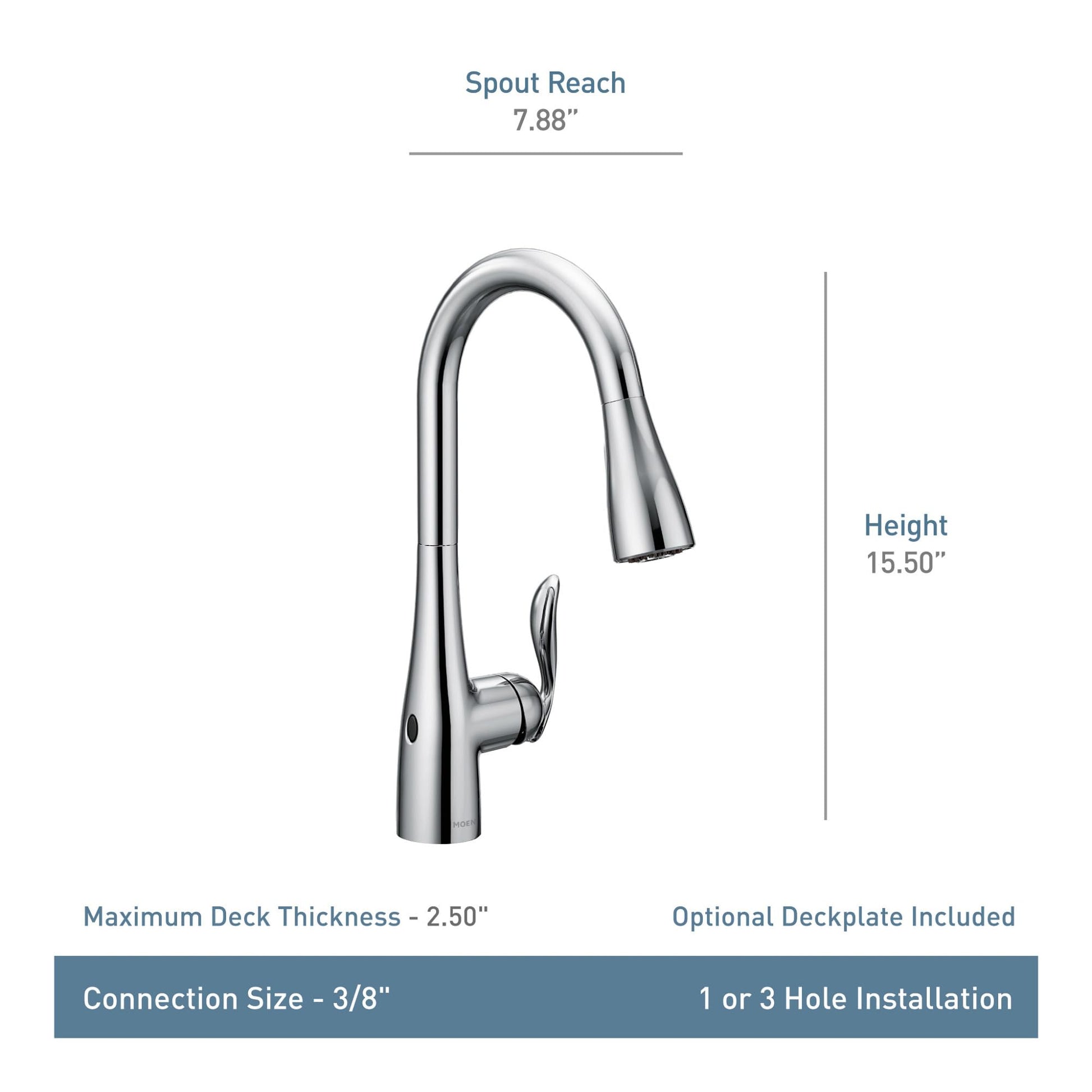 Moen Arbor matte black touchless kitchen faucet with pulldown spout, motion sensor, and single handle control.