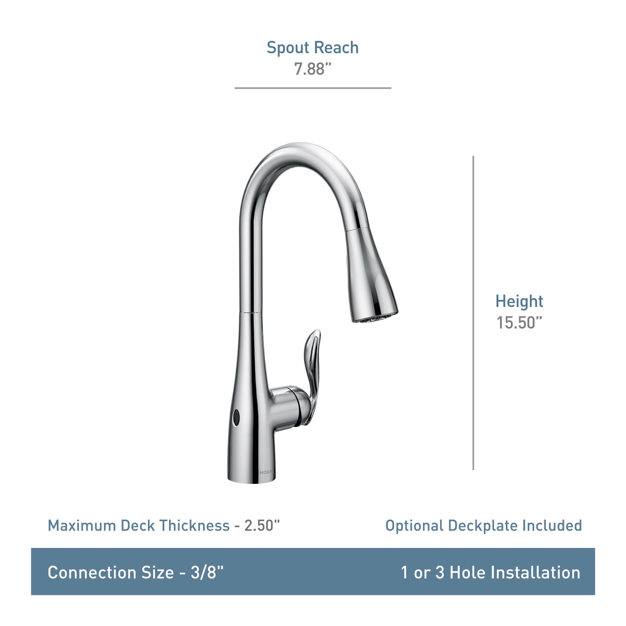 Moen Arbor matte black touchless kitchen faucet with pulldown spout, motion sensor, and single handle control.