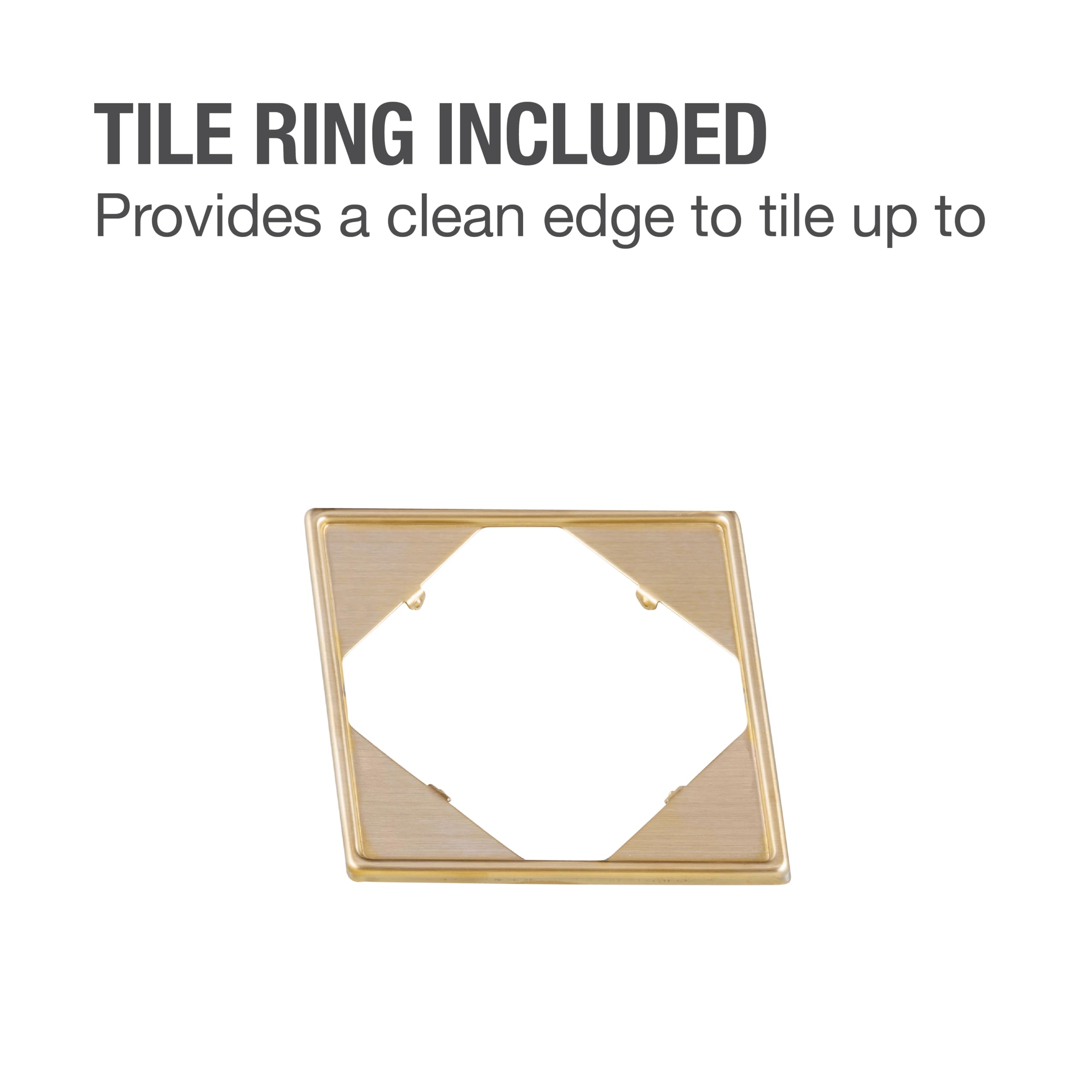 Oatey 4-1/4 in. Square Snap-Tite Shower Strainer with Tile Ring in Brushed Gold - 42363
