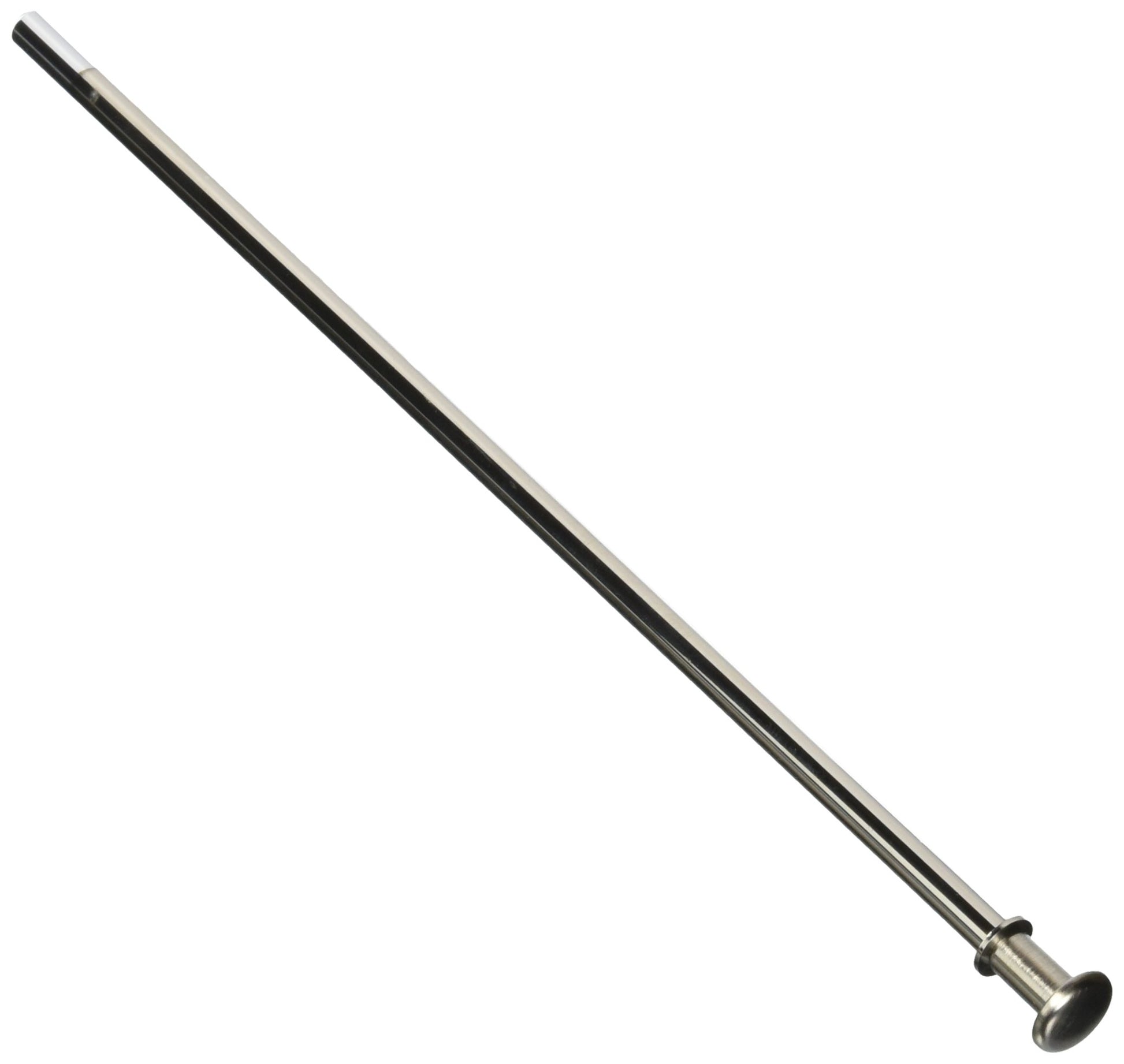 Stainless steel lift rod and finial with black sleeve for bathroom sink drain assembly.