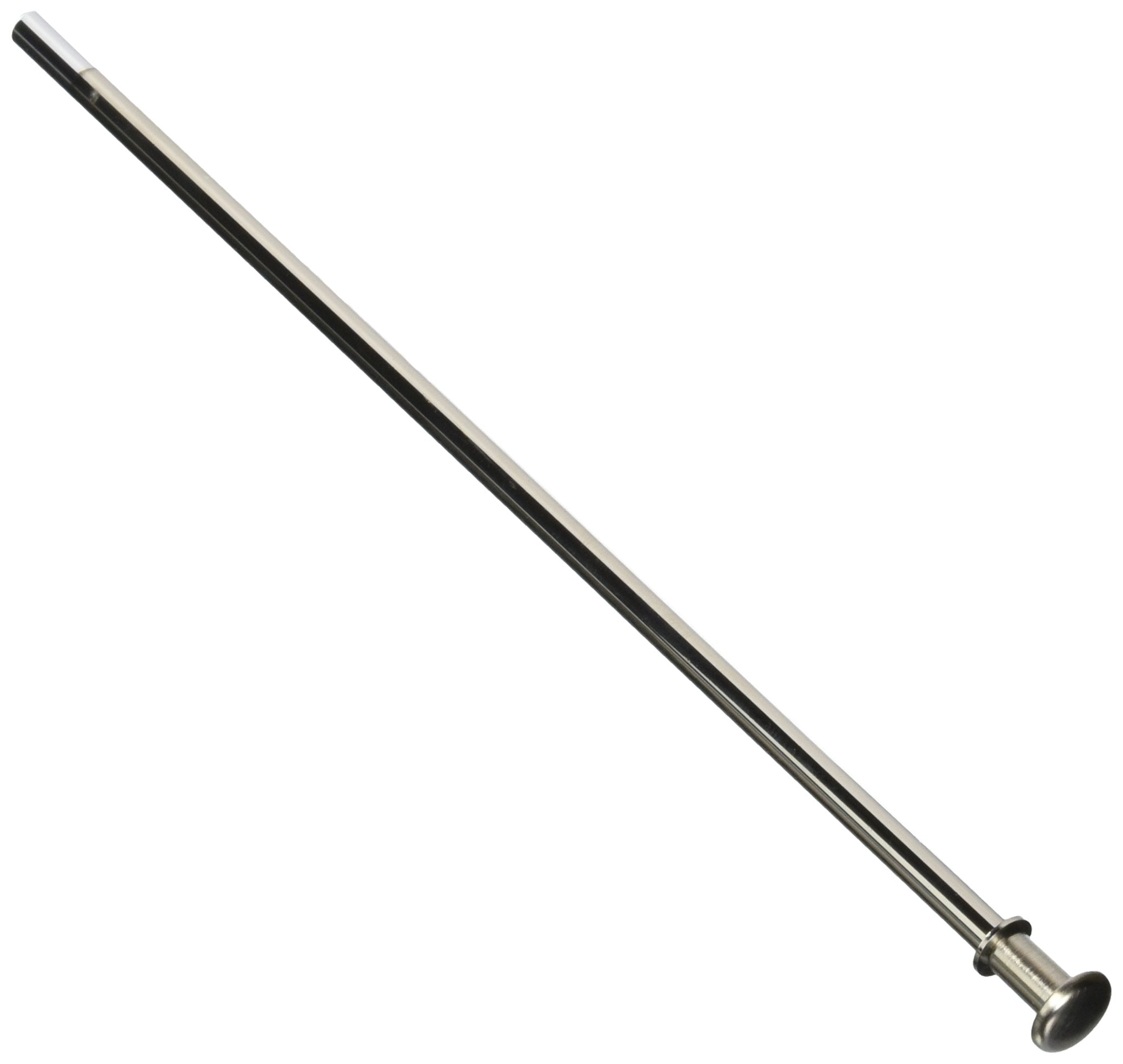 Stainless steel lift rod and finial with black sleeve for bathroom sink drain assembly.