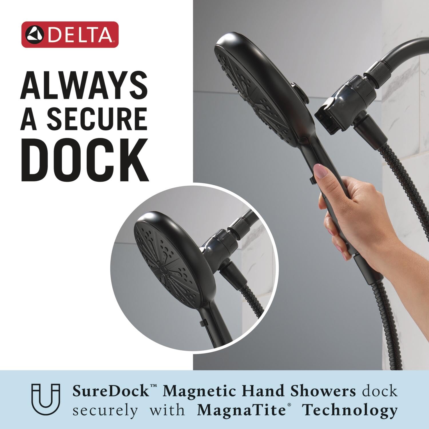 Delta Nicoli Monitor Series Tub And Shower With Suredock Hand Shower in Matte Black - 144749-BL-HS