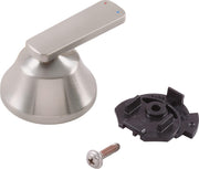 Stainless steel temperature knob with bell-shaped cover, black mounting plate, and screw, showing red and blue indicator dots