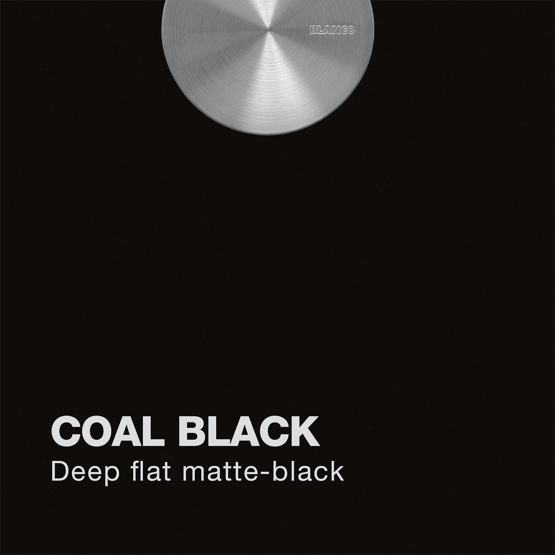 Top-down view of coal black double sink basin with brushed metal finish and low divider.