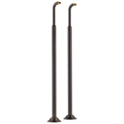 Two Venetian bronze curved risers with brass connectors at top and suction cup bases at bottom.