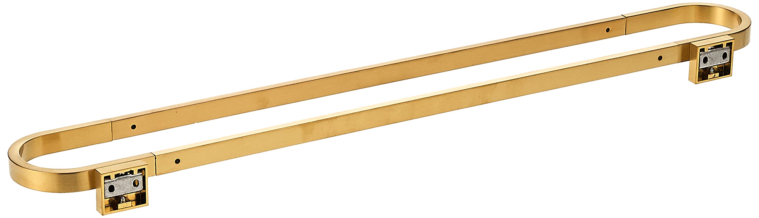 Brushed gold curved towel bar with two mounting brackets, 24 inches wide.