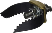 Steel auger head with two curved cutting blades, threaded center bolt, and brass adjustment lever.