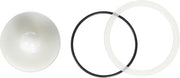FEBCO poppet kit containing white dome, black rubber seal ring, and white plastic spacer ring for 1 inch PVB valves.