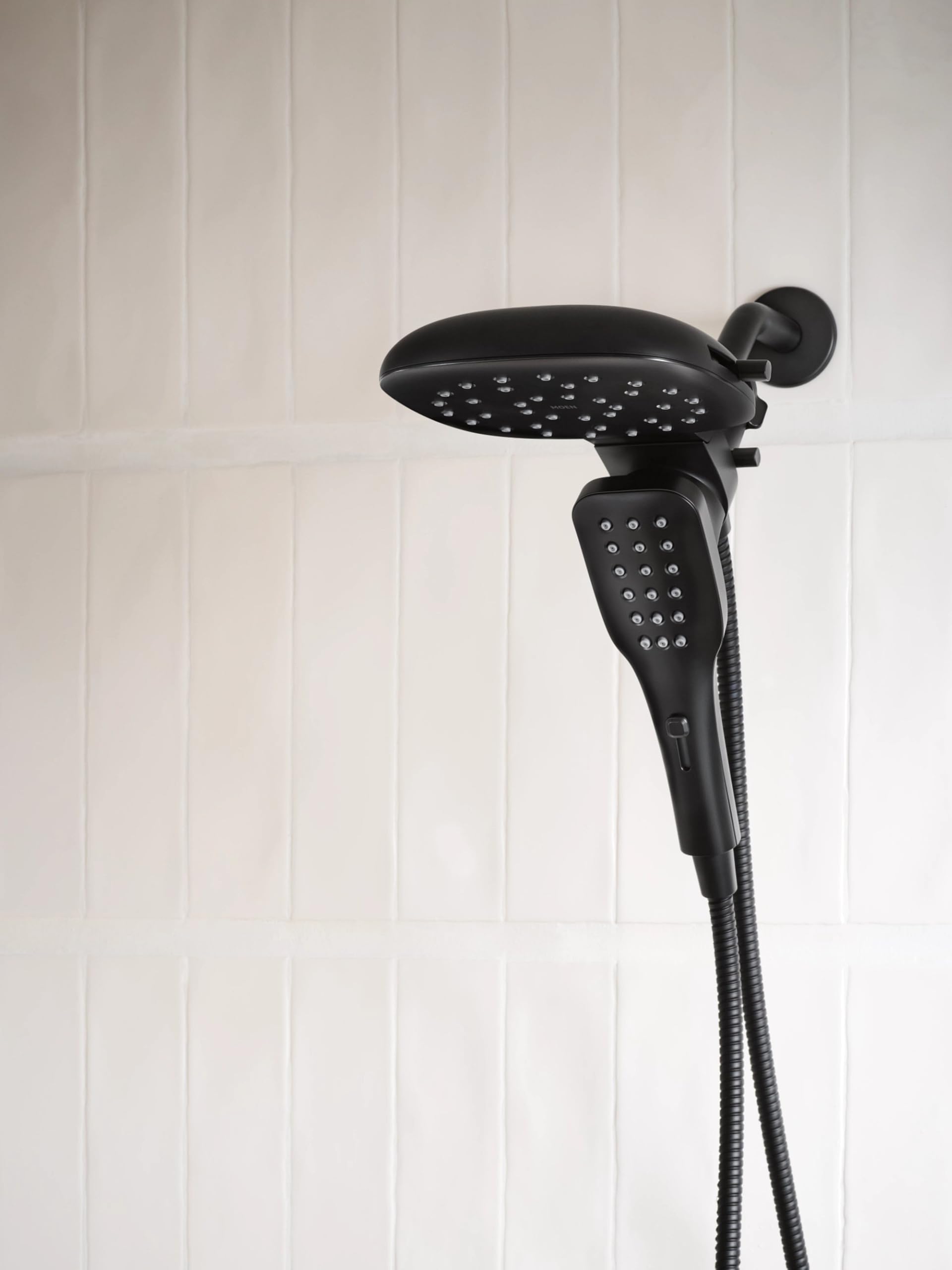 Moen Verso Infiniti Dial Square Rain Shower Head with Detachable Hand Shower Combo 7 Inch Spray Head in Matte Black - 220C5BL