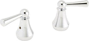 Chrome metal lever handles with tapered conical bases and spherical grips, shown as left and right pair.