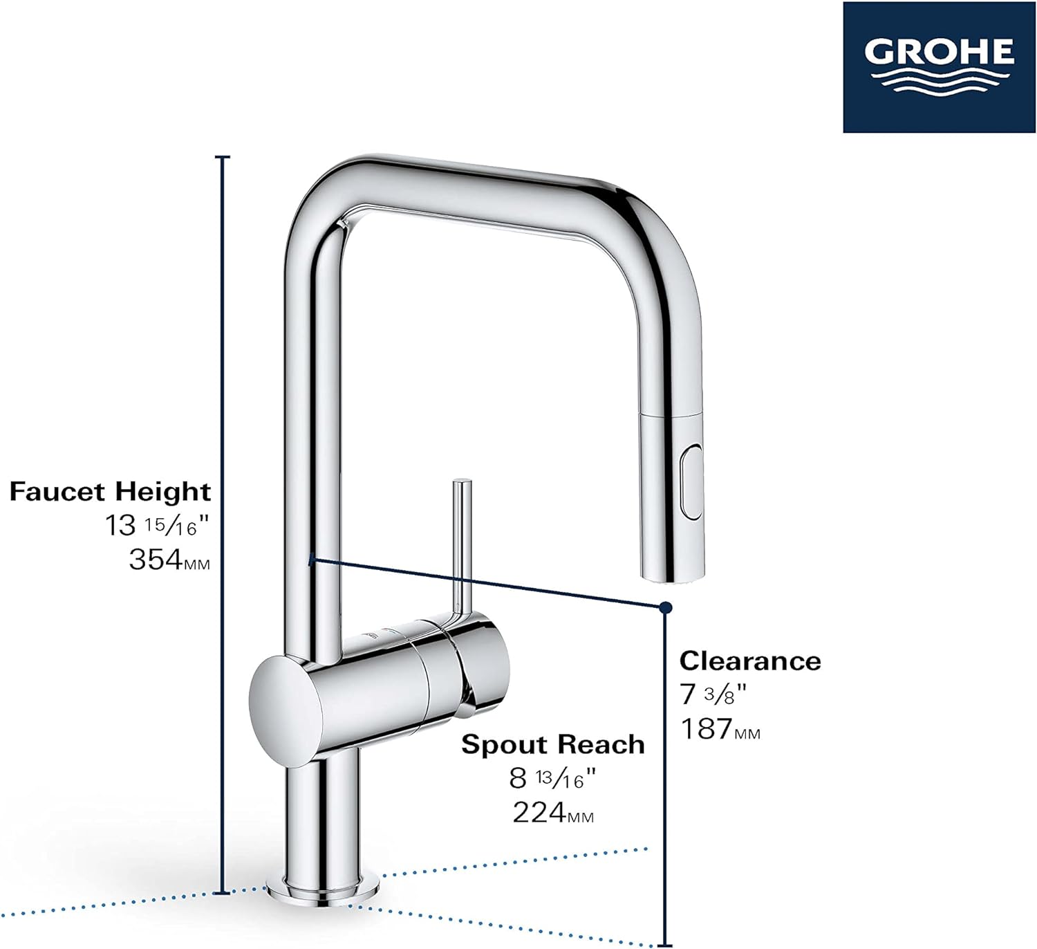 Grohe 32319DC3 Single-Handle Pull Down Kitchen Faucet Dual Spray 1.75 GPM In Supersteel Finish