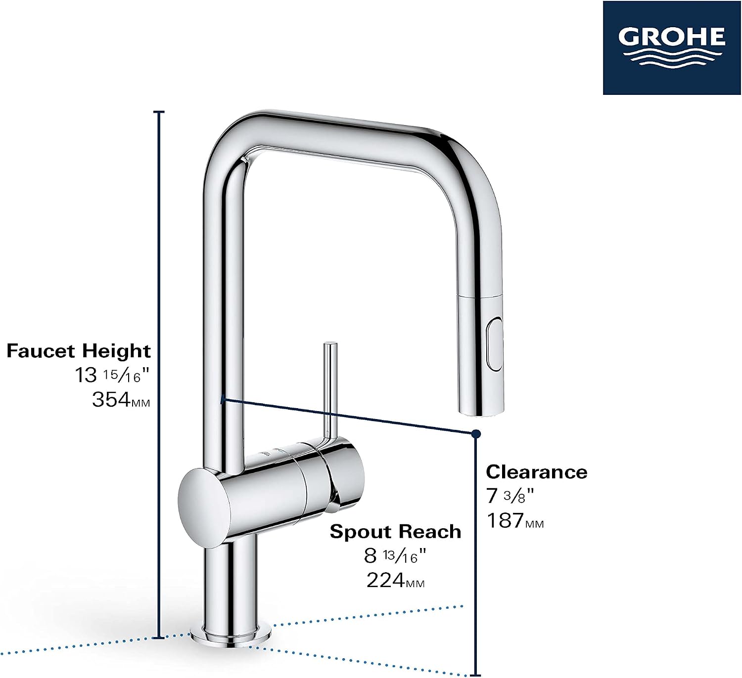 Grohe 32319003 Single-Handle Pull Down Kitchen Faucet Dual Spray 1.75 GPM In Starlight Chrome Finish