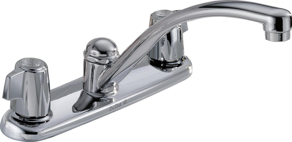 Delta 2100 / 2400 Series 2100LF Two Handle Kitchen Faucet - Two Handle Blade Without Sidespray: Chrome