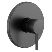 Moen M CORE 2 matte black single-handle shower trim with round escutcheon plate and cylindrical handle.