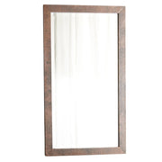 Rectangular mirror with antique copper hammered metal frame, 20 inches wide by 36 inches tall.