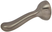 Stainless steel lever handle with curved design and round flange base.